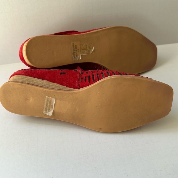 Jeffrey Campbell Rodillo Red Suede Low Wedge Sandals - Picture 6 of 9